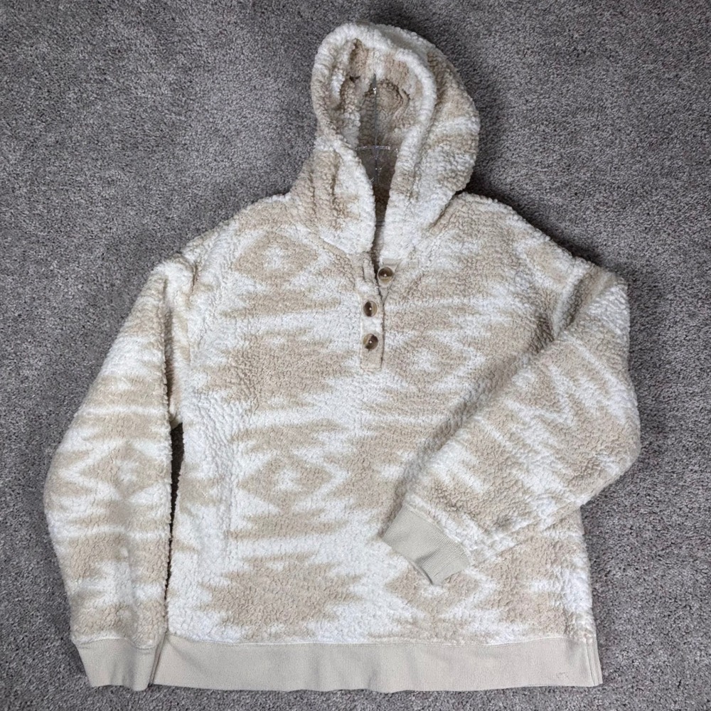 SONOMA Goods for Life Fleece Geometric Print Hoodie Pullover Women's Size L